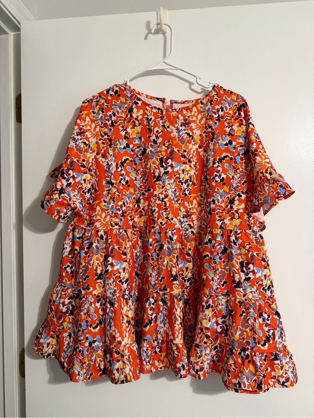 Women’s Orange Floral Tiered Blouse